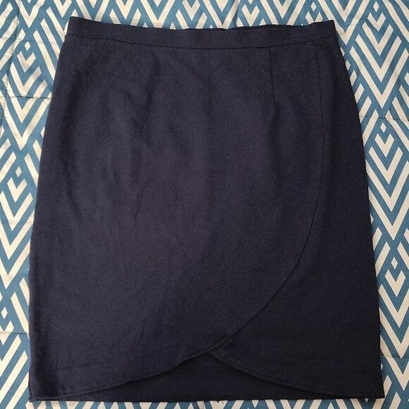 Maurices Navy Blue Pull On Stretch Knit Midi Pencil Skirt Size Large - Picture 6 of 12